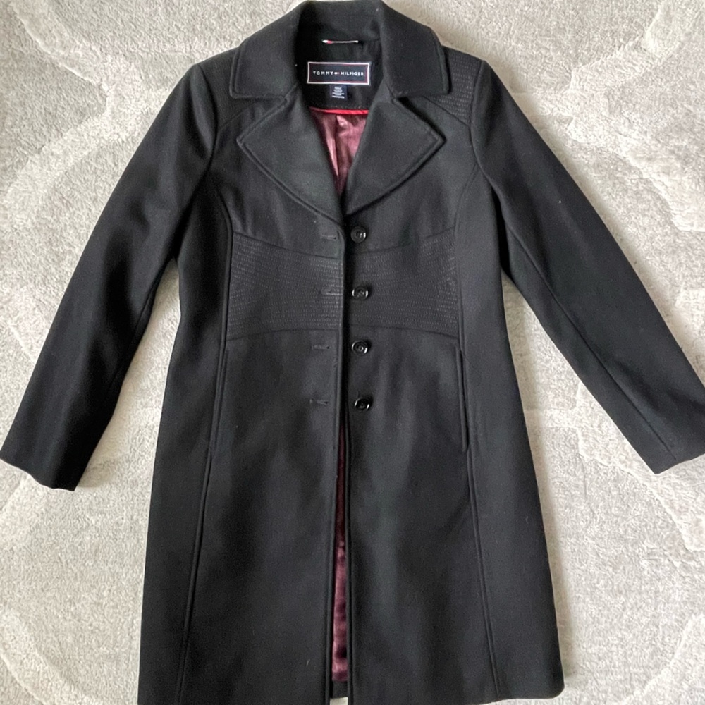 Tommy Hilfiger Black Coat with Red Lining